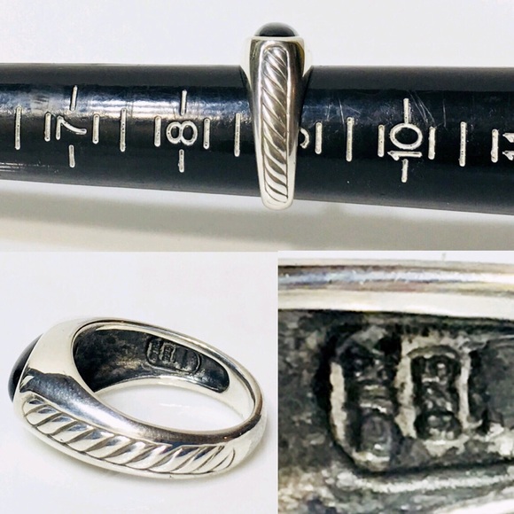 David Yurman Sterling Black Onyx Inset Cable Ring - Picture 4 of 7